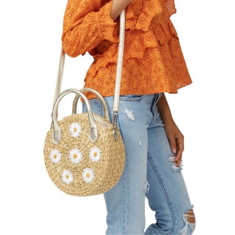 POOLSIDE The Maxine Embroidered Daisy Woven Purse